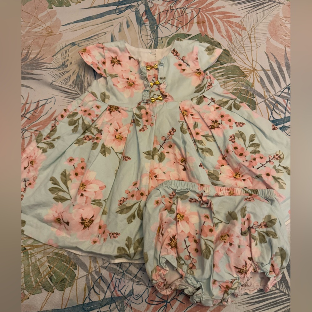 Pippa & Julie Pink Floral Dress with Bloomers